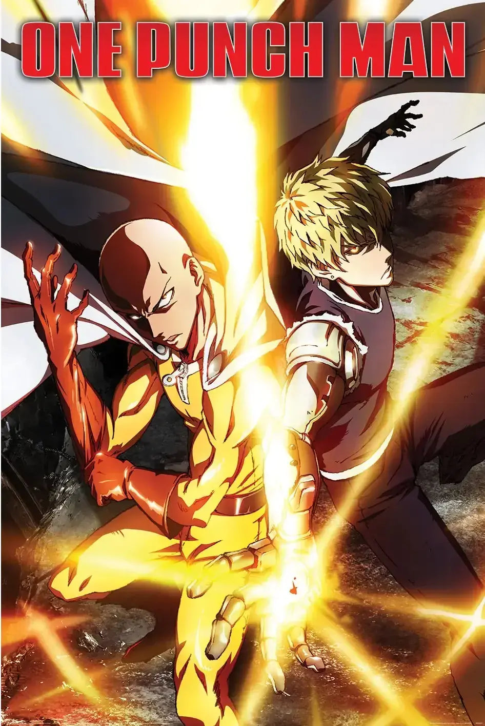 One Punch Man Saitama And Genos Power Up Poster
