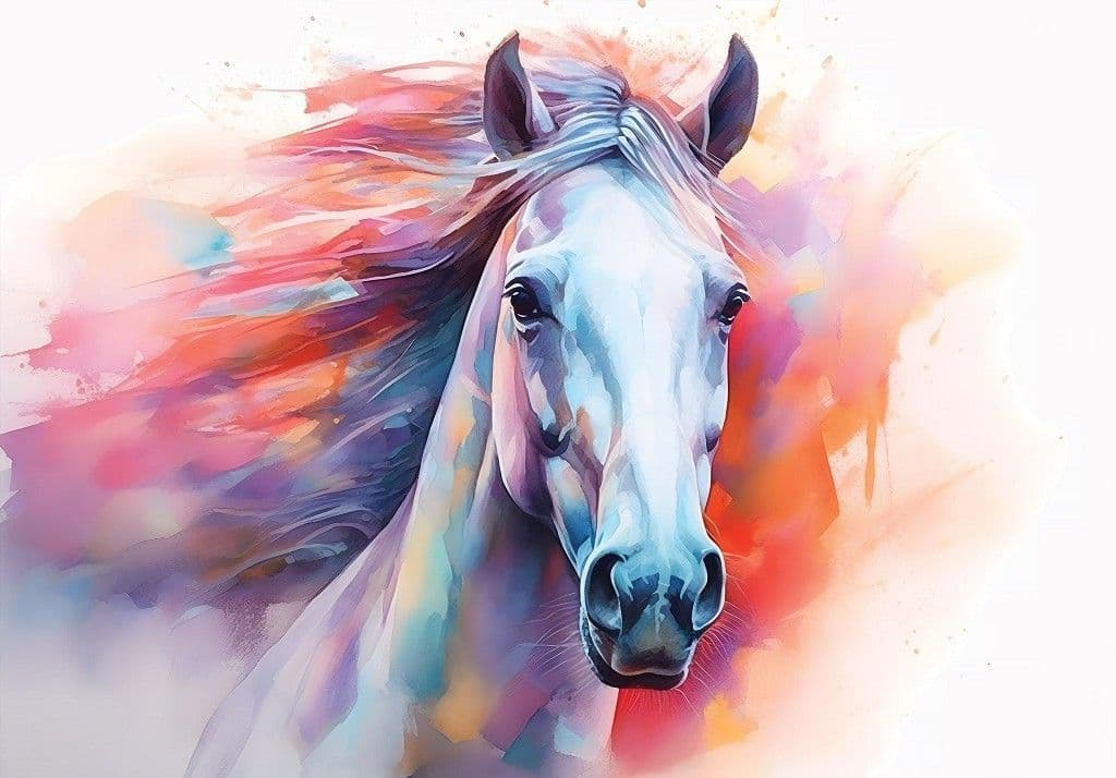 Painted Colorful Horse Animal Non-woven Photo Wallpaper
