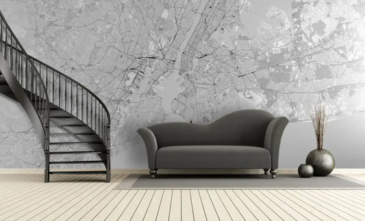 New York City Grey Map Art Photo Wallpaper Nice Wall