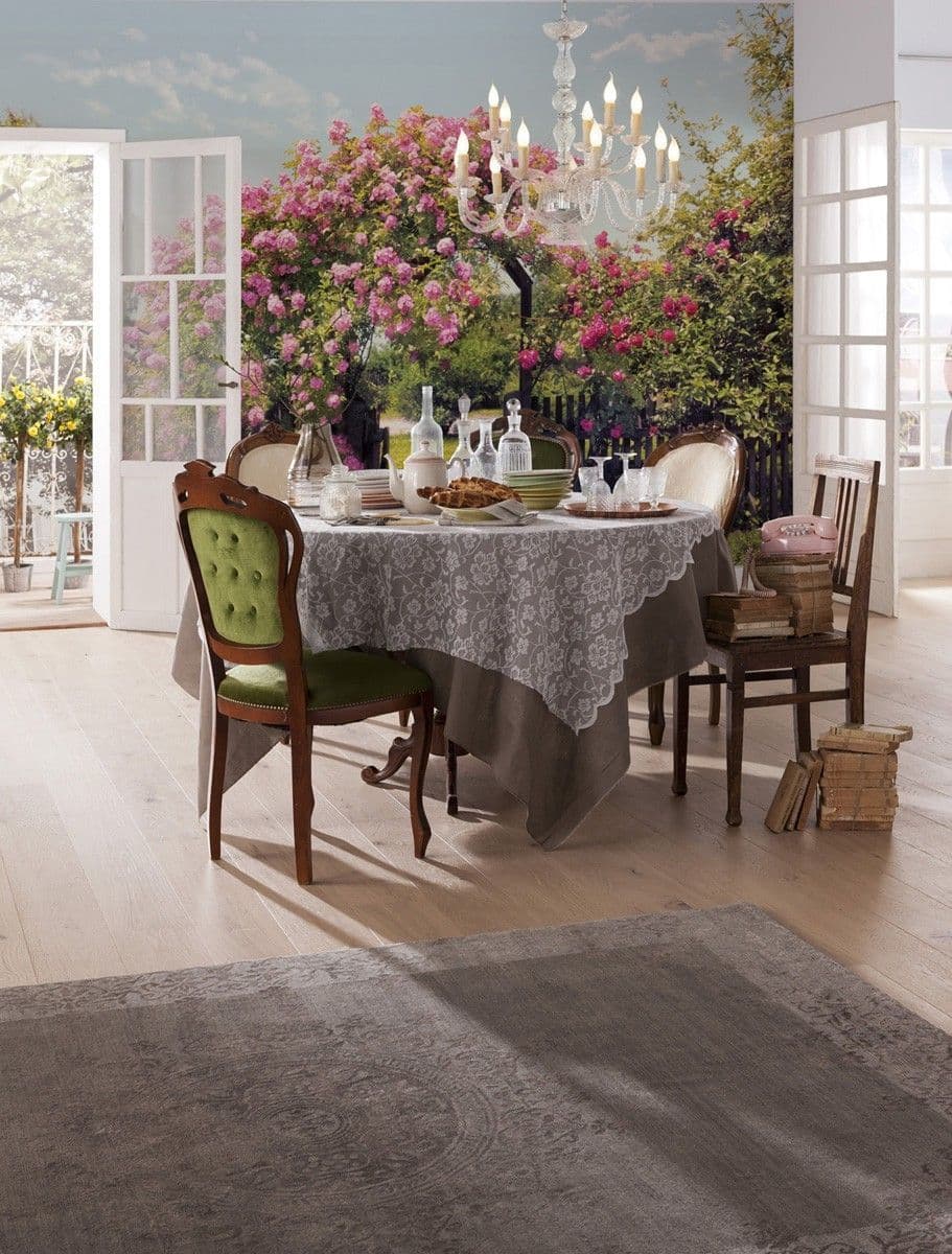 Rose Garden Country Scenery Dining Room Photo Wallpaper