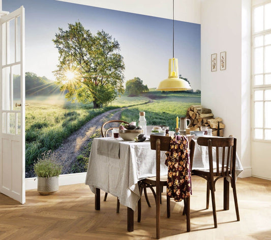 Meadow Trail Green Countryside Dining Room Photo Wallpaper