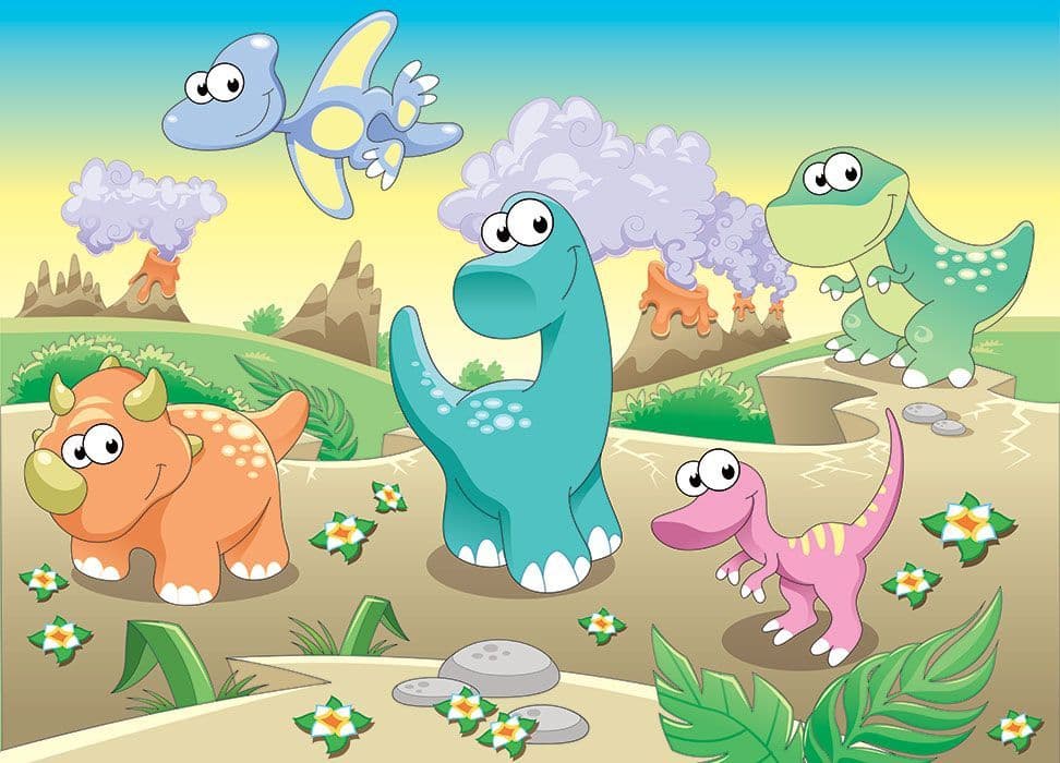 Cartoon Dinosaurs Nursery Photo Wallpaper Nice Wall