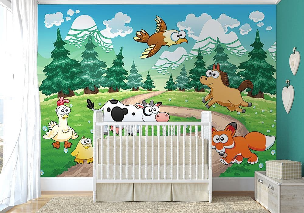 Cartoon Animals Forest Photo Wallpaper Nice Wall
