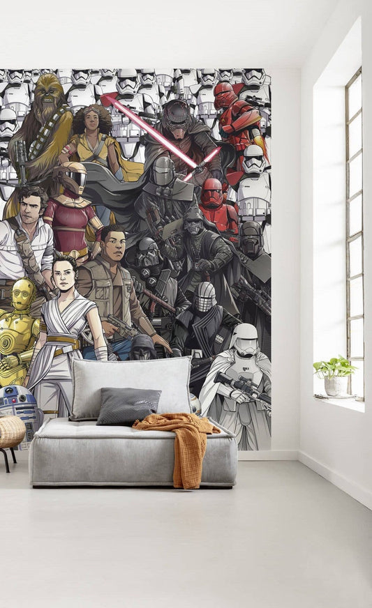 Retro Cartoon 4 panels XL Non-Woven Wallpaper Mural Star Wars