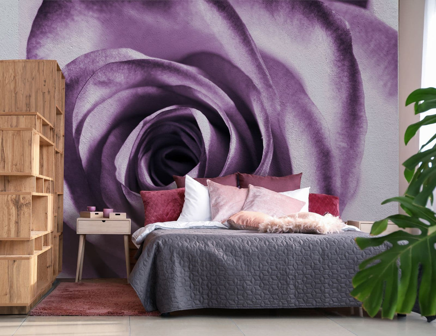 Purple Rose Floral Girly Bedroom Photo Wallpaper Nice Wall