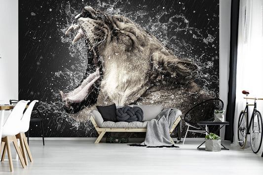 Roaring Wild Cat Non-woven Photo Wallpaper