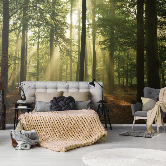 Green Summer Forest Trees Non-woven Photo Wallpaper
