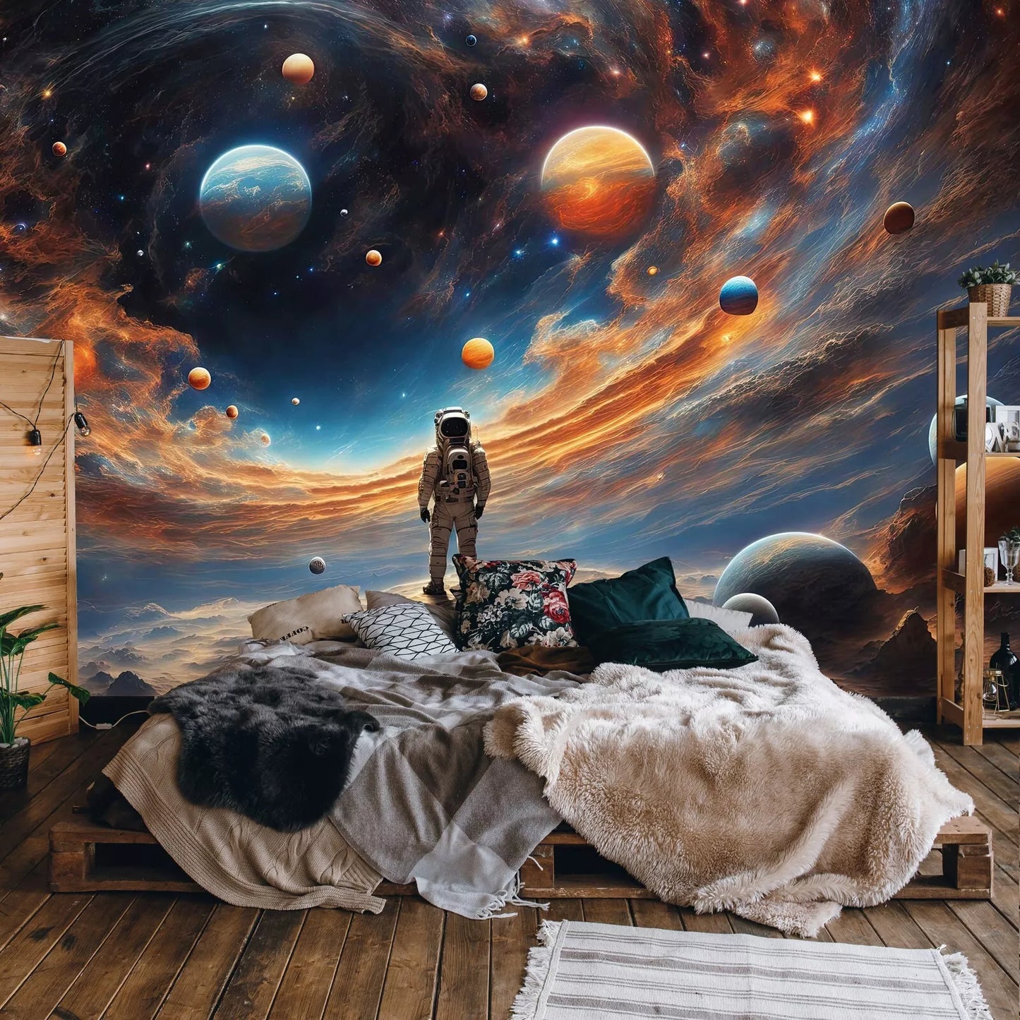 Space Bedroom Planets Night Sky Non-woven Photo Wallpaper