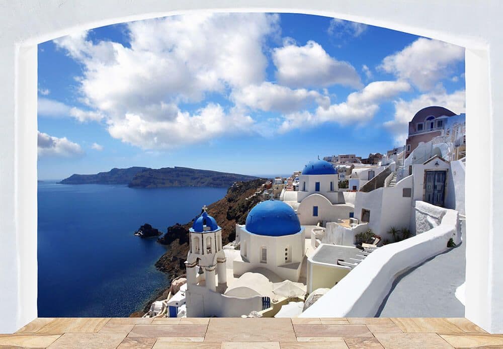 Santorini Greece Sea view from Balcony Photo Wallpaper Nice Wall