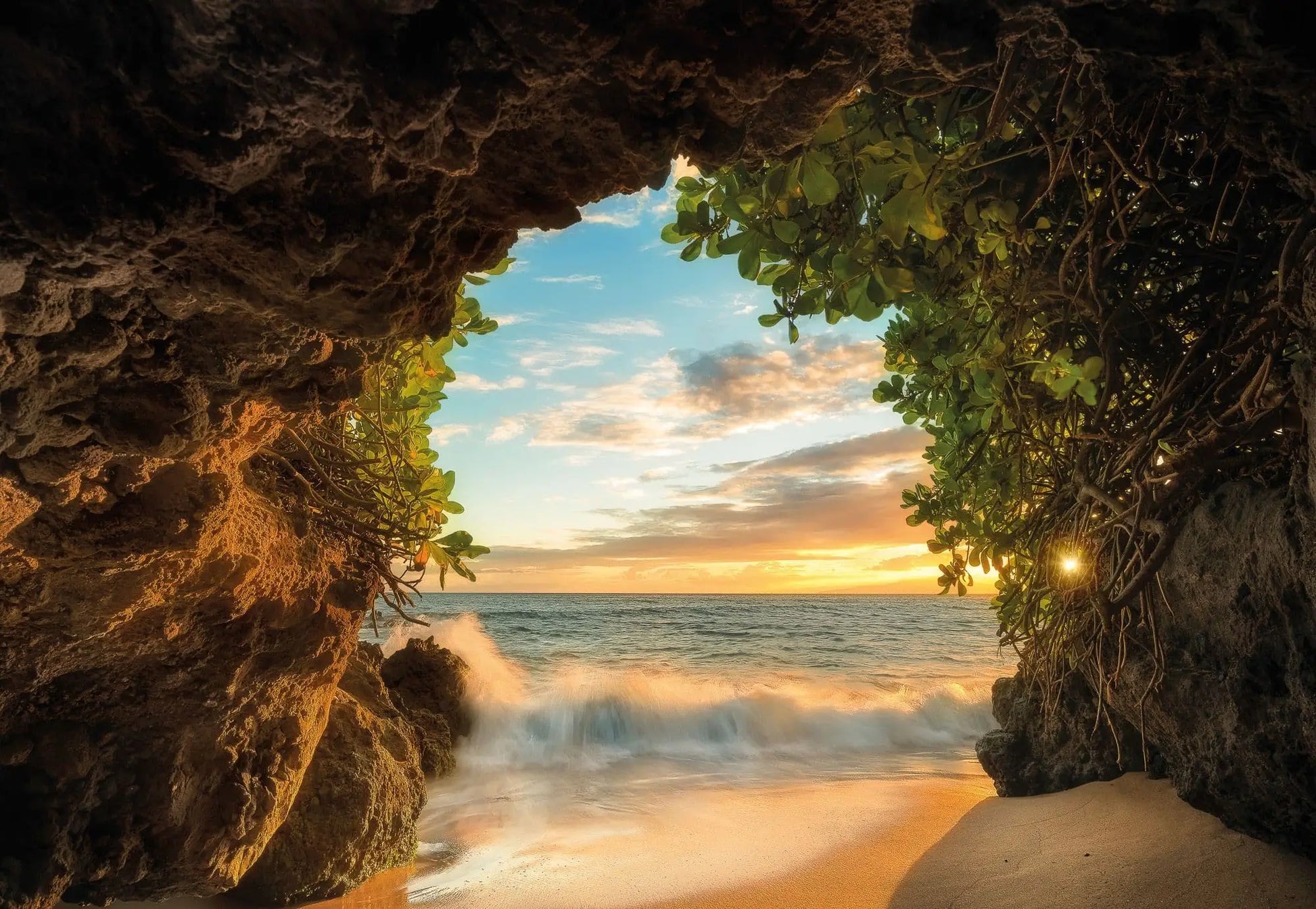 Sea View From Beach Cave Photo Wallpaper
