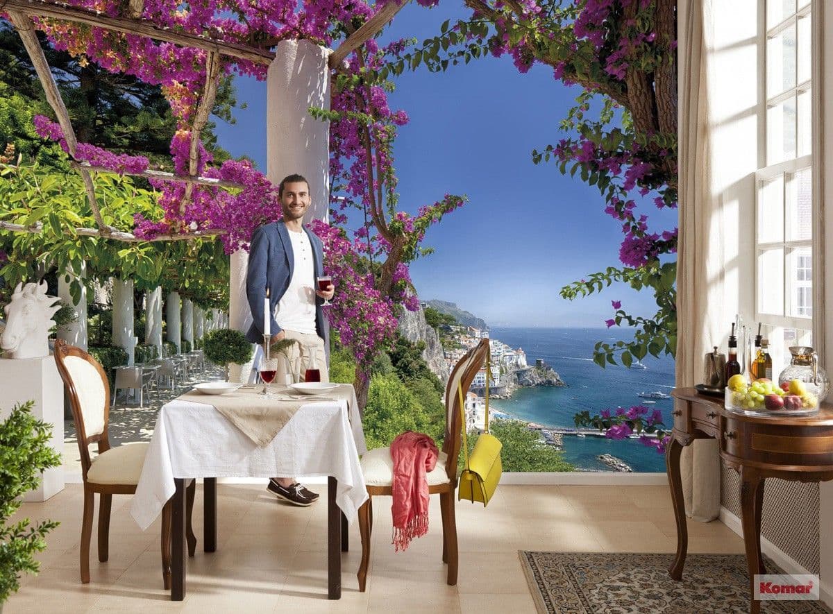 Sunny Coast View Amalfi Photo Wallpaper