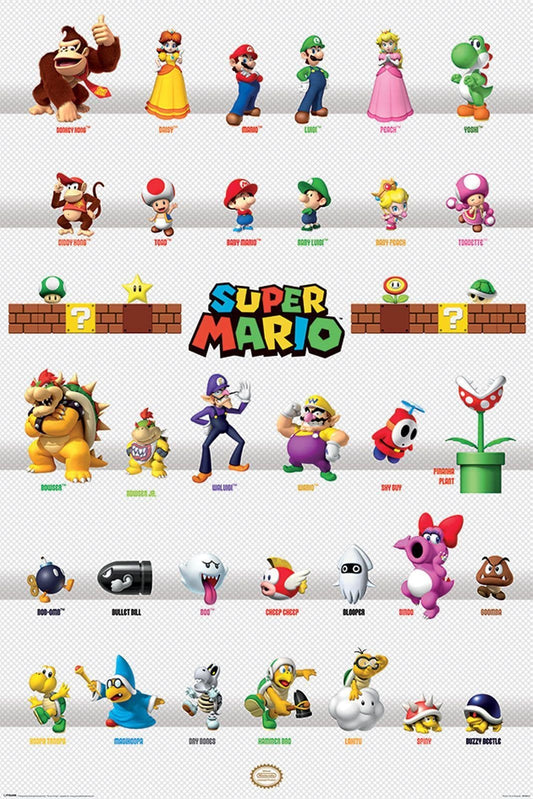Super Mario Character Parade Poster