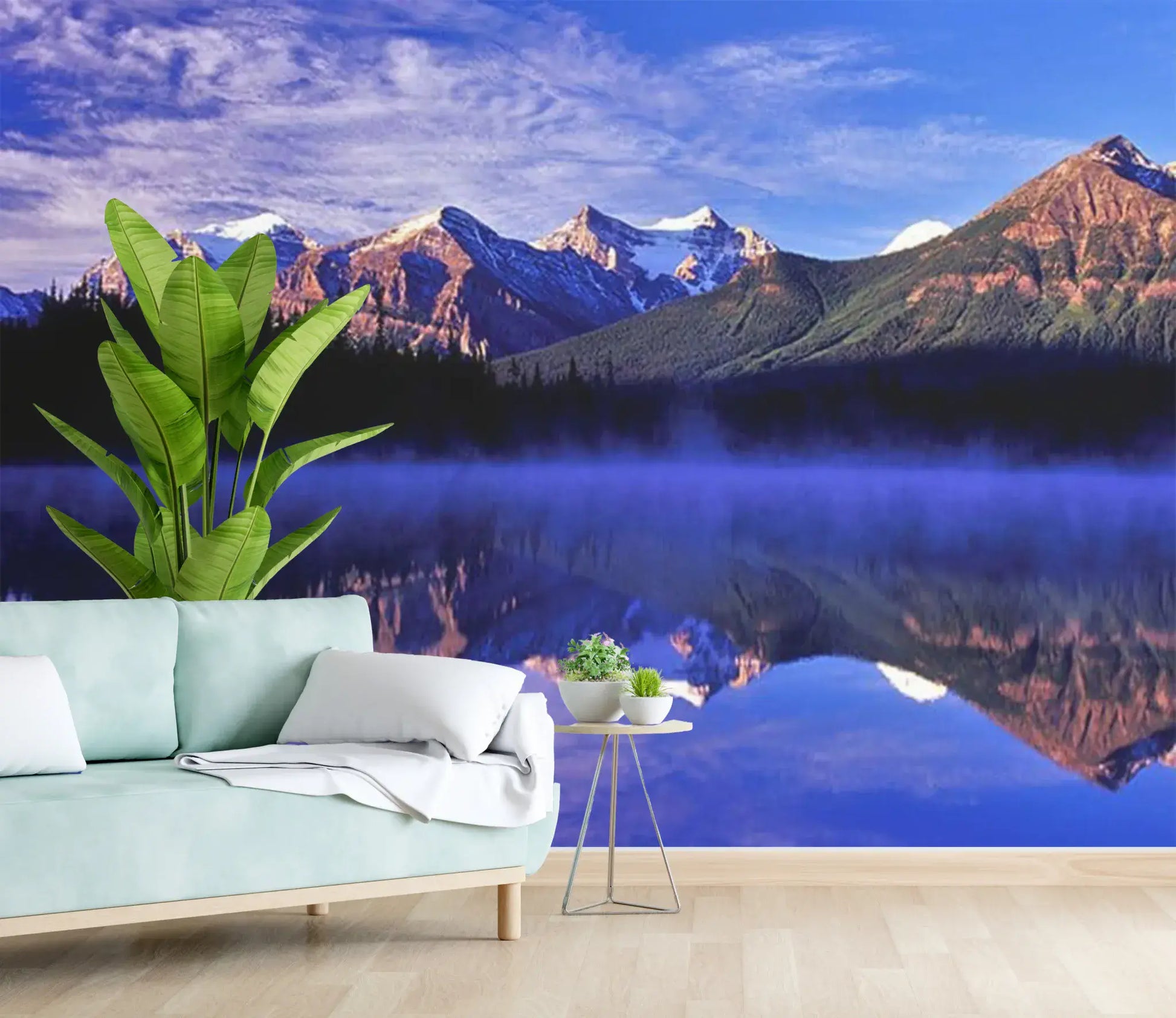 Mountains over Herbert Lake Photo Wallpaper Nice Wall