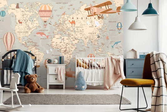 Map of the World Adventure Non-woven Photo Wallpaper