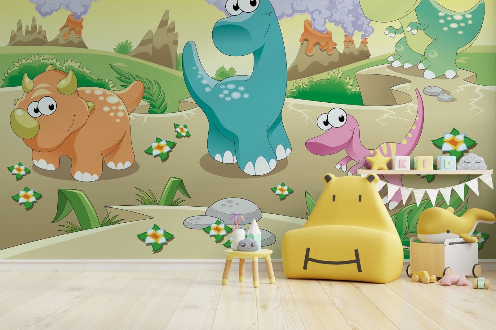 Cute Dinosaurs Nursery Photo Wallpaper Nice Wall