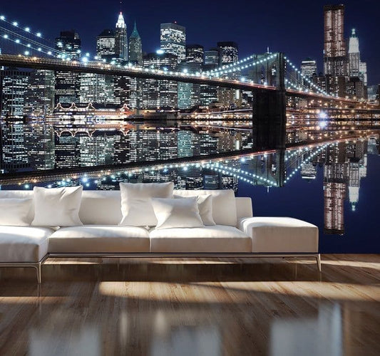 New York City Night Lights Blu Photo Wallpaper Nice Wall