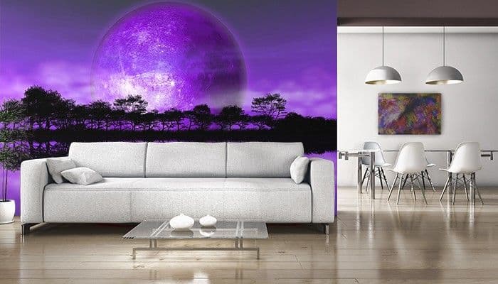 Rising Moon over Alien Planet Purple Photo Wallpaper Nice Wall