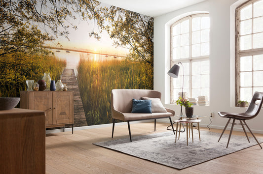 Summer Day Lake Fishing Spot Non-Woven Wall Mural
