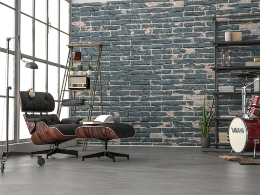 Black Painted Brick Wall Non-Woven Wall Mural