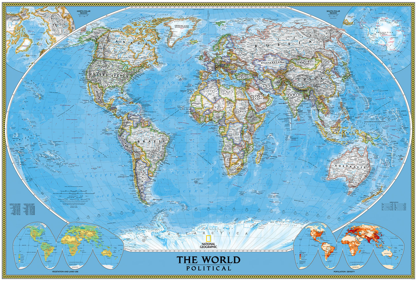 National Geographic Political Map of The World Non-Woven Wall Mural (W x H) 368cm x 248cm (144" x 98")
