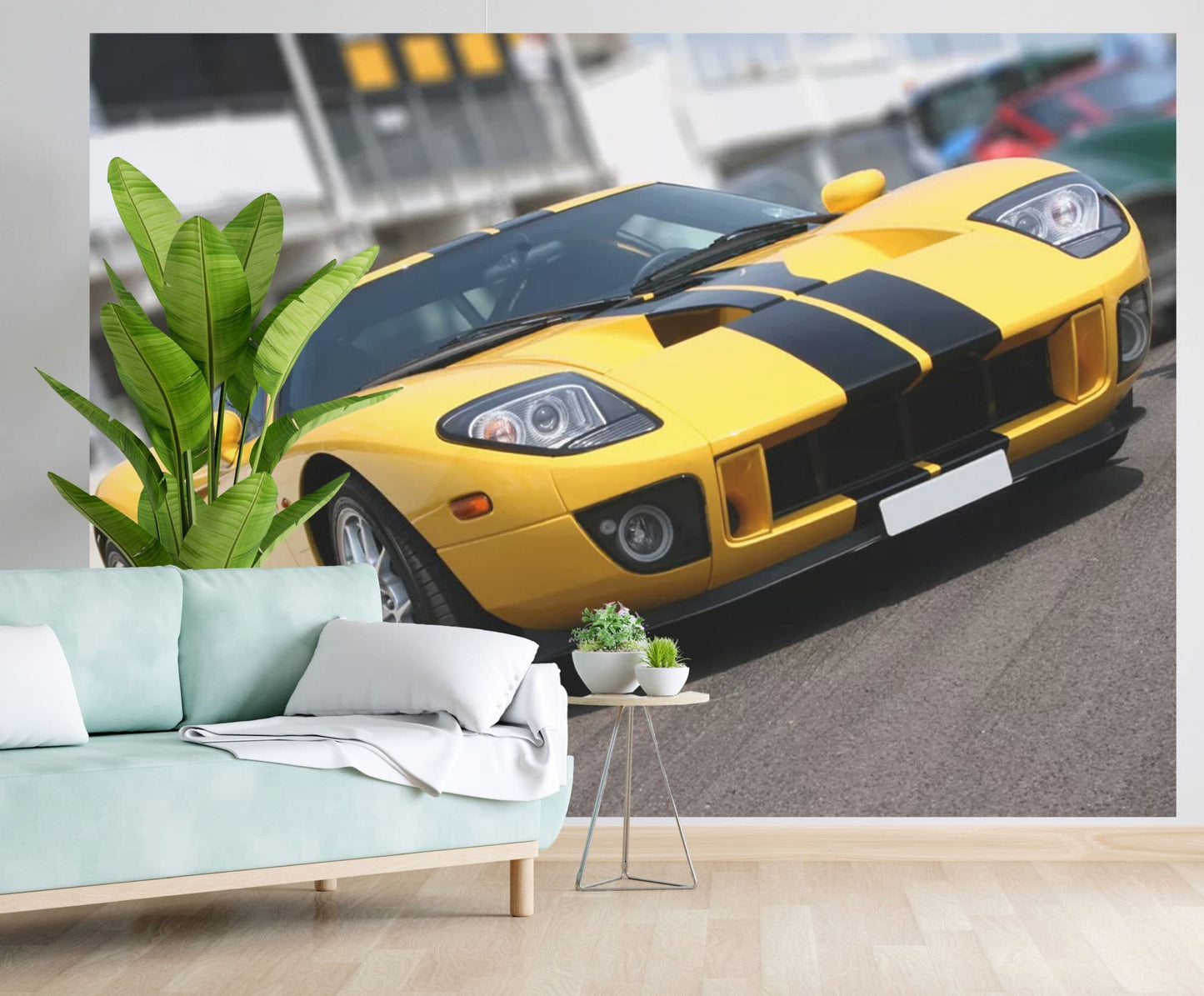 Yellow Sports Car Teen Bedroom Photo Wallpaper Nice Wall