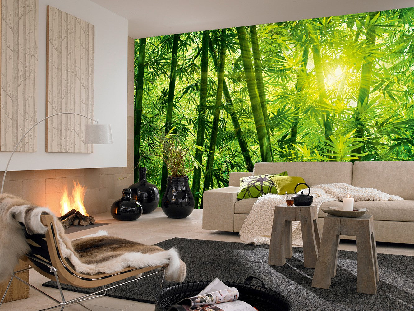 Green Bamboo Forest Nature Wallpaper Mural  (W x H) 384 cm x 260 cm (151" x 102")