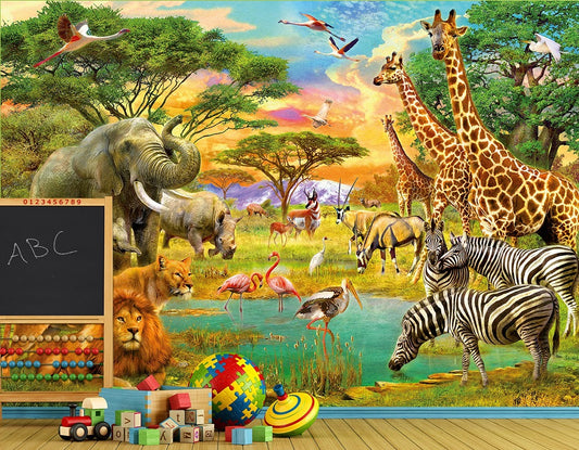 Safari Animal Photo Wallpaper Nursery