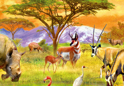 Kids bedroom Safari Africa Animal Wallpaper Mural  (W x H) 384 cm x 260 cm (151" x 102")
