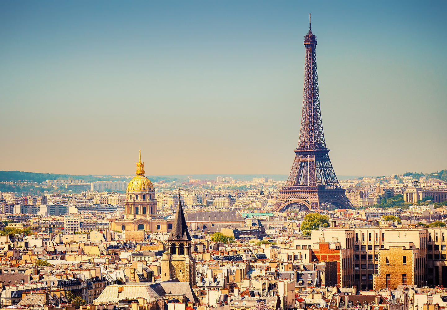 Paris Skyline Eiffel Tower Living Room Non-Woven Wallpaper Mural 366 cm x 254 cm (141" x 100")