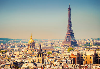 Paris Skyline Eiffel Tower Living Room Non-Woven Wallpaper Mural 366 cm x 254 cm (141" x 100")