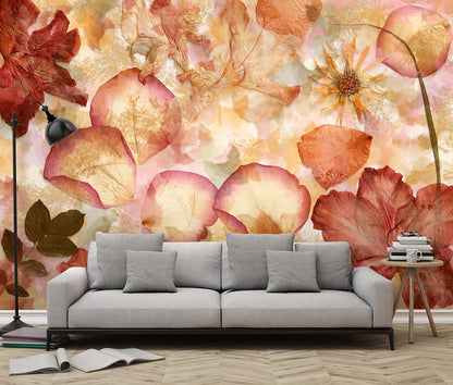 Dried Flowers Non-Woven Wallpaper Mural 366 cm x 254 cm (141" x 100")
