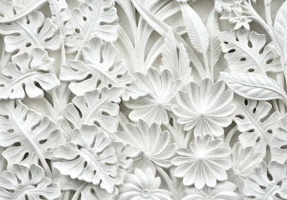 Alabaster Flowers White Non-woven Photo Wallpaper