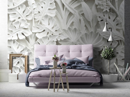 Alabaster Flowers White Non-woven Photo Wallpapers