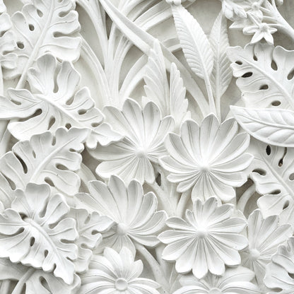 Alabaster Flowers White Non-woven Photo Wallpaper (W x H) 368 cm x 254 cm (144" x 100")
