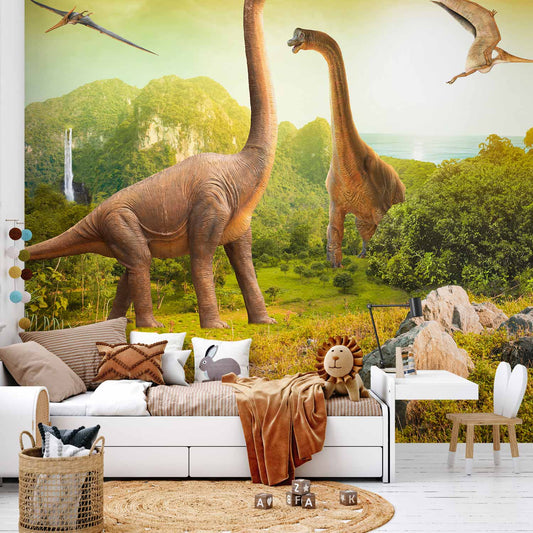 Dinosaurs Land Kids Bedroom Feature Wall Non-woven Photo Wallpaper 10110902-10