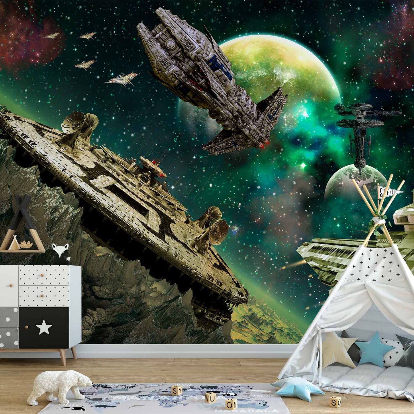 Space Battle Kids Bedroom Non-woven Photo Wallpaper 10110902-5