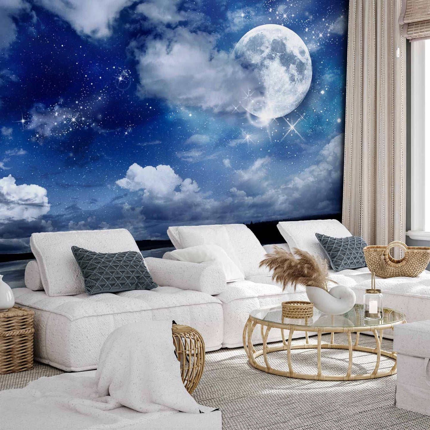 Night Sky With Full Moon Non-woven Photo Wallpaper 10110903-27