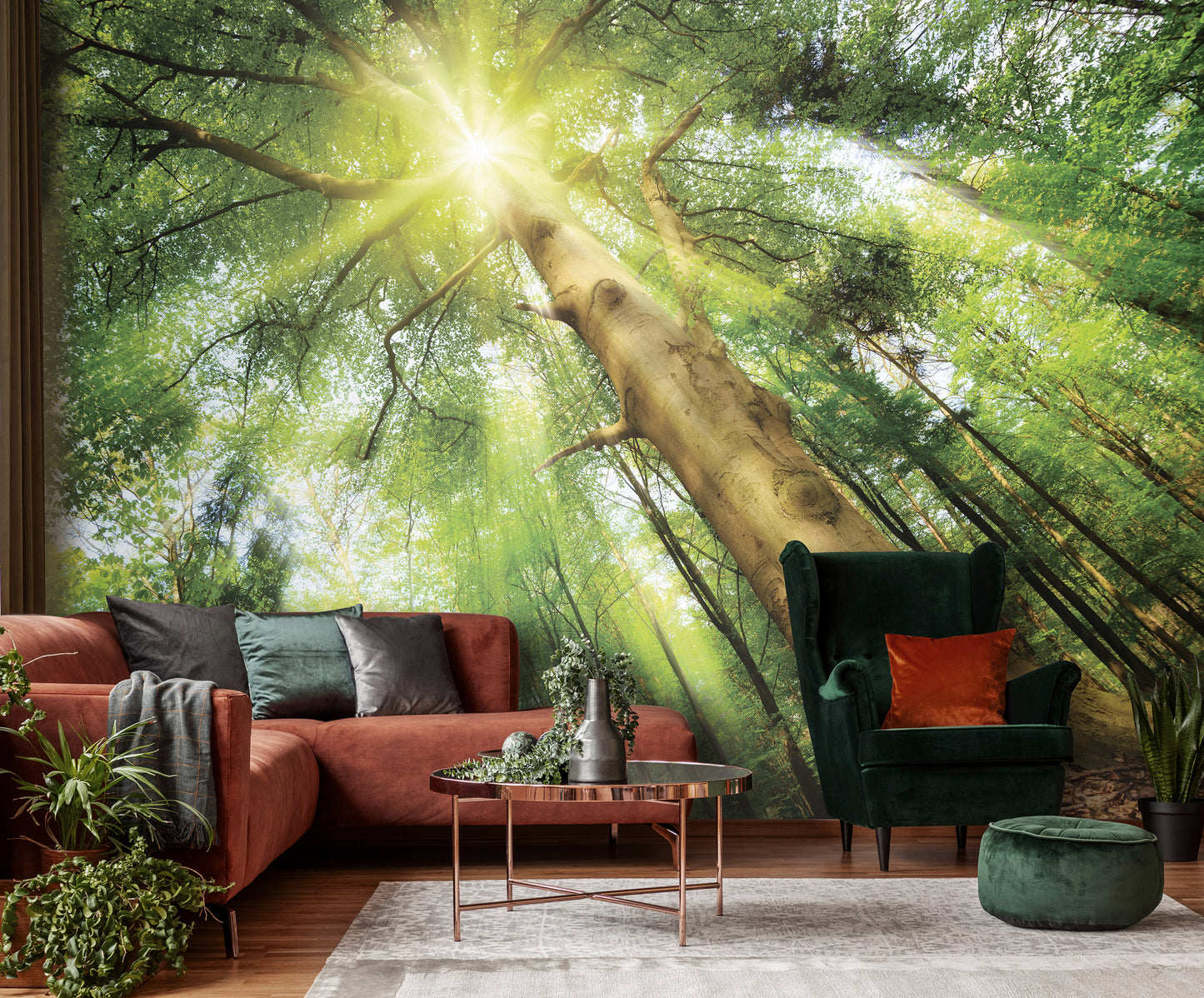 Green Summer Forest Scenery Nature Non-woven Photo Wallpaper (W x H) 312 cm x 219 cm (123" x 86")