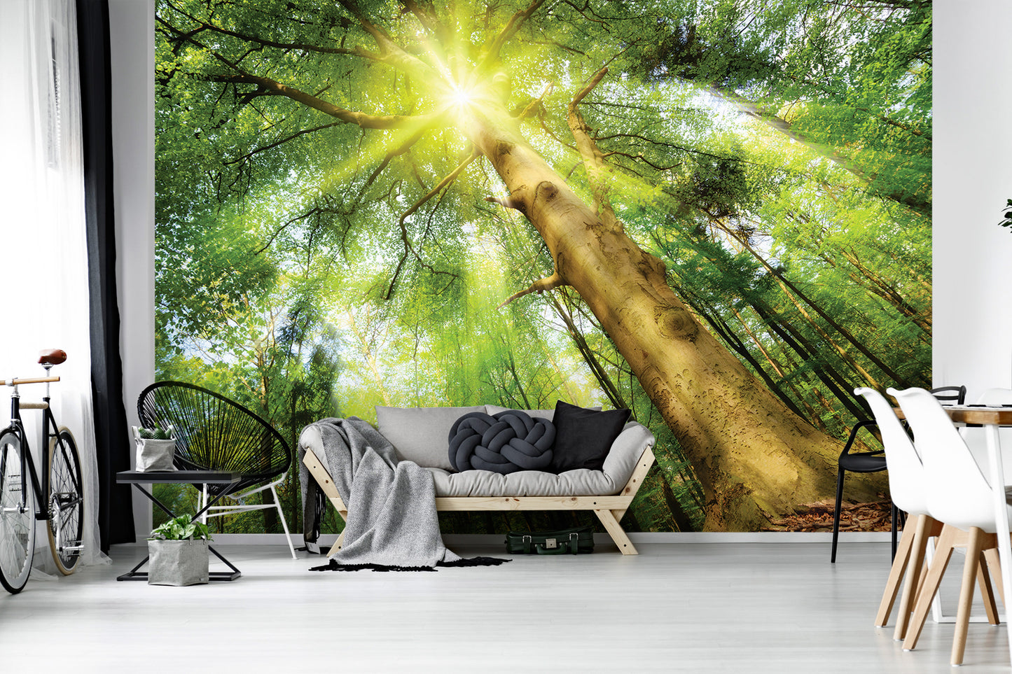 Green Summer Forest Scenery Nature Non-woven Photo Wallpaper (W x H) 312 cm x 219 cm (123" x 86")