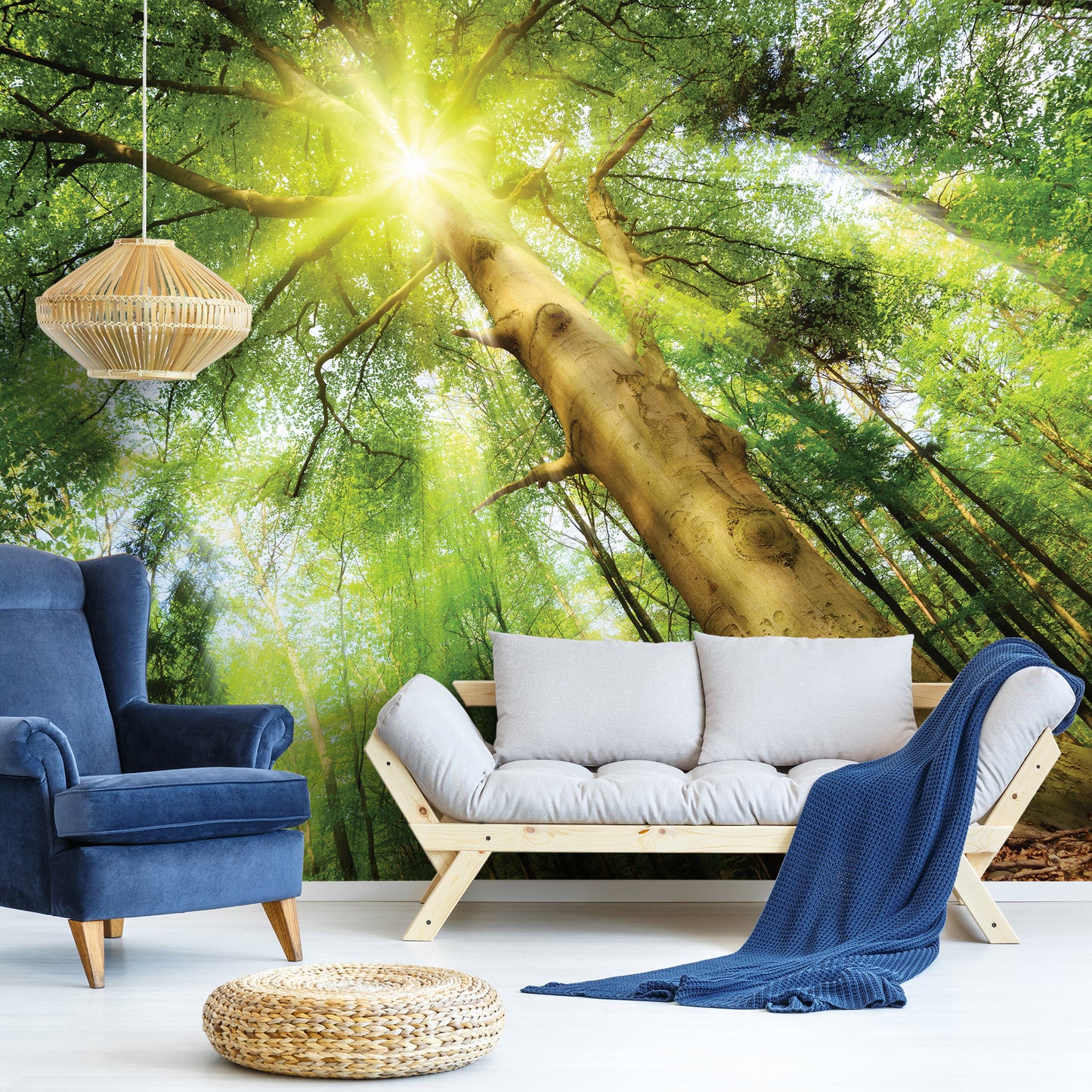 Green Summer Forest Scenery Nature Non-woven Photo Wallpaper (W x H) 312 cm x 219 cm (123" x 86")