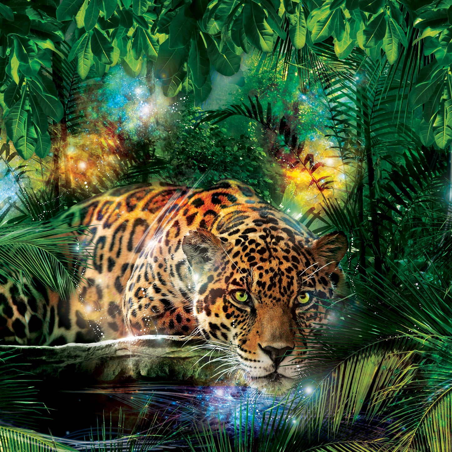 Wild Leopard in the Jungle Dinning Room Animal Non-woven Photo Wallpaper (W x H) 368 cm x 254 cm (144" x 100")