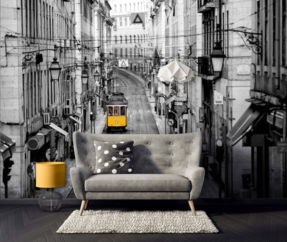 Lisbon Portugal Hilly City Grey Architecture Non-woven Photo Wallpaper (W x H) 368 cm x 254 cm (144" x 100")