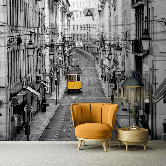 Lisbon Portugal Hilly City Grey Architecture Non-woven Photo Wallpaper (W x H) 368 cm x 254 cm (144" x 100")