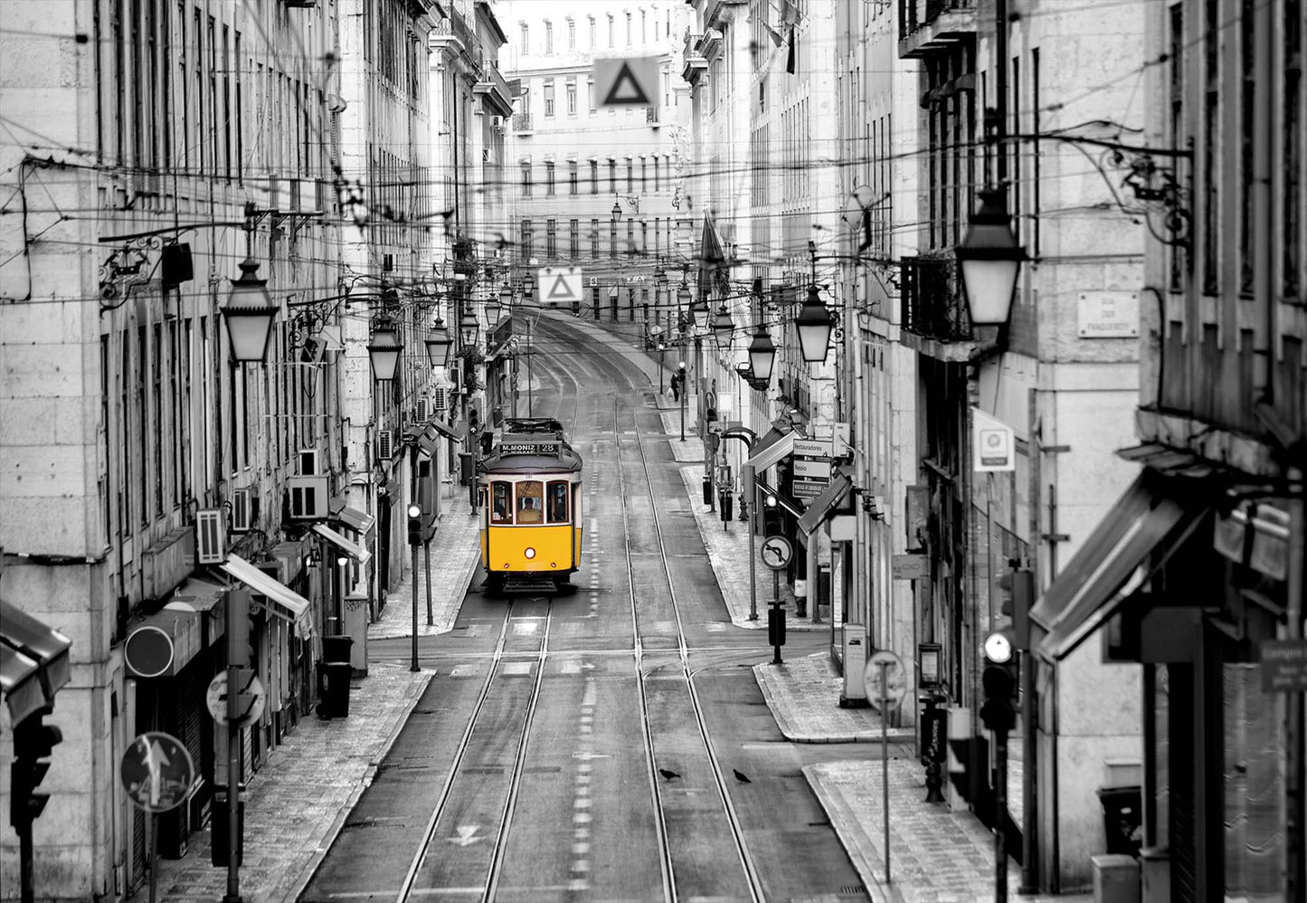 Lisbon Portugal Hilly City Grey Architecture Non-woven Photo Wallpaper (W x H) 368 cm x 254 cm (144" x 100")