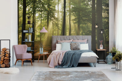 Green Summer Forest Trees Nature Non-woven Photo Wallpaper (W x H) 368 cm x 254 cm (144" x 100")