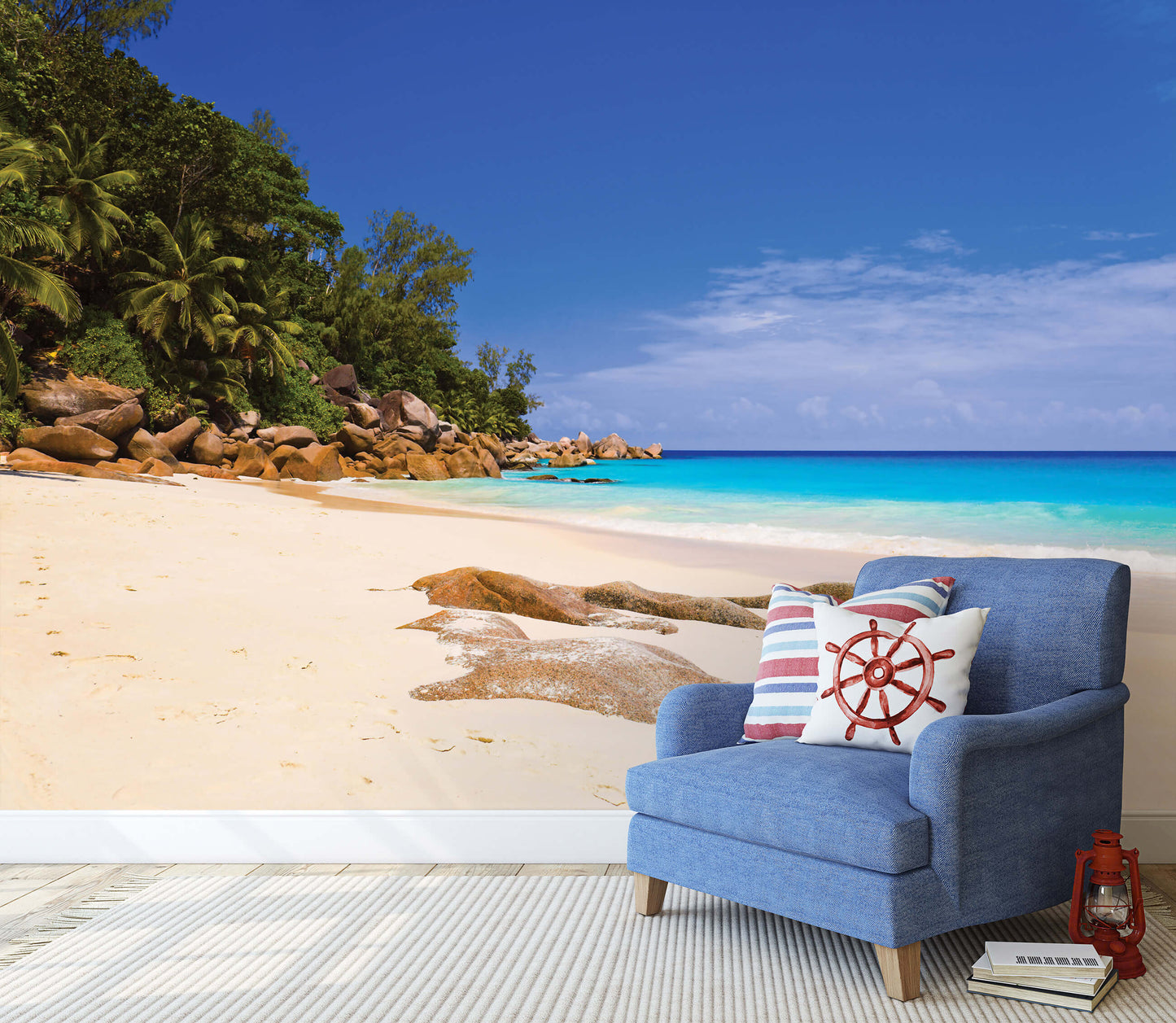 Sandy Beach Scenery Living Room Tropical Scenery Non-woven Photo Wallpaper (W x H) 368 cm x 254 cm (144" x 100")