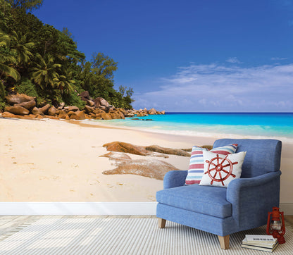 Sandy Beach Living Room Tropical Scenery Non-woven Photo Wallpaper (W x H) 368 cm x 254 cm (144" x 100")