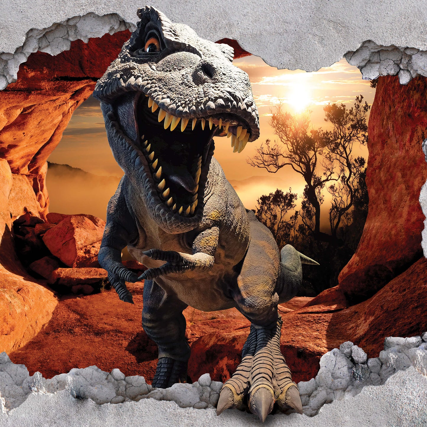 Dinosaur brick wall Animal Non-woven Photo Wallpaper (W x H) 368 cm x 254 cm (144" x 100")