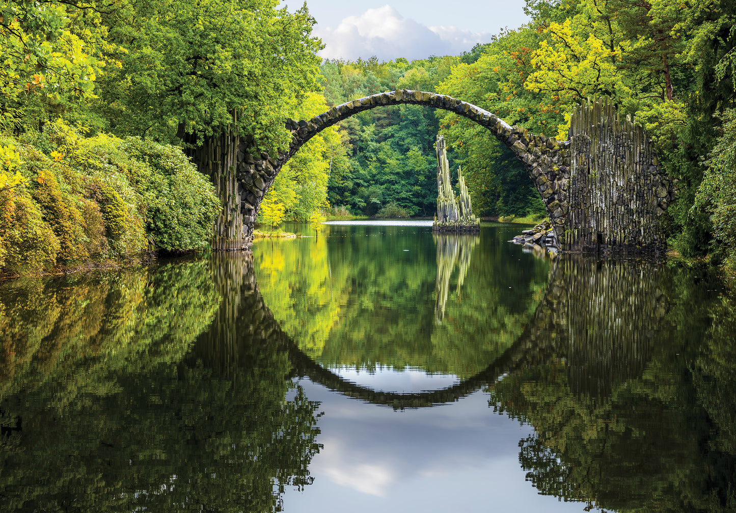 Lake Forest and Magic Bridge Nature Non-woven Photo Wallpaper (W x H) 368 cm x 254 cm (144" x 100")