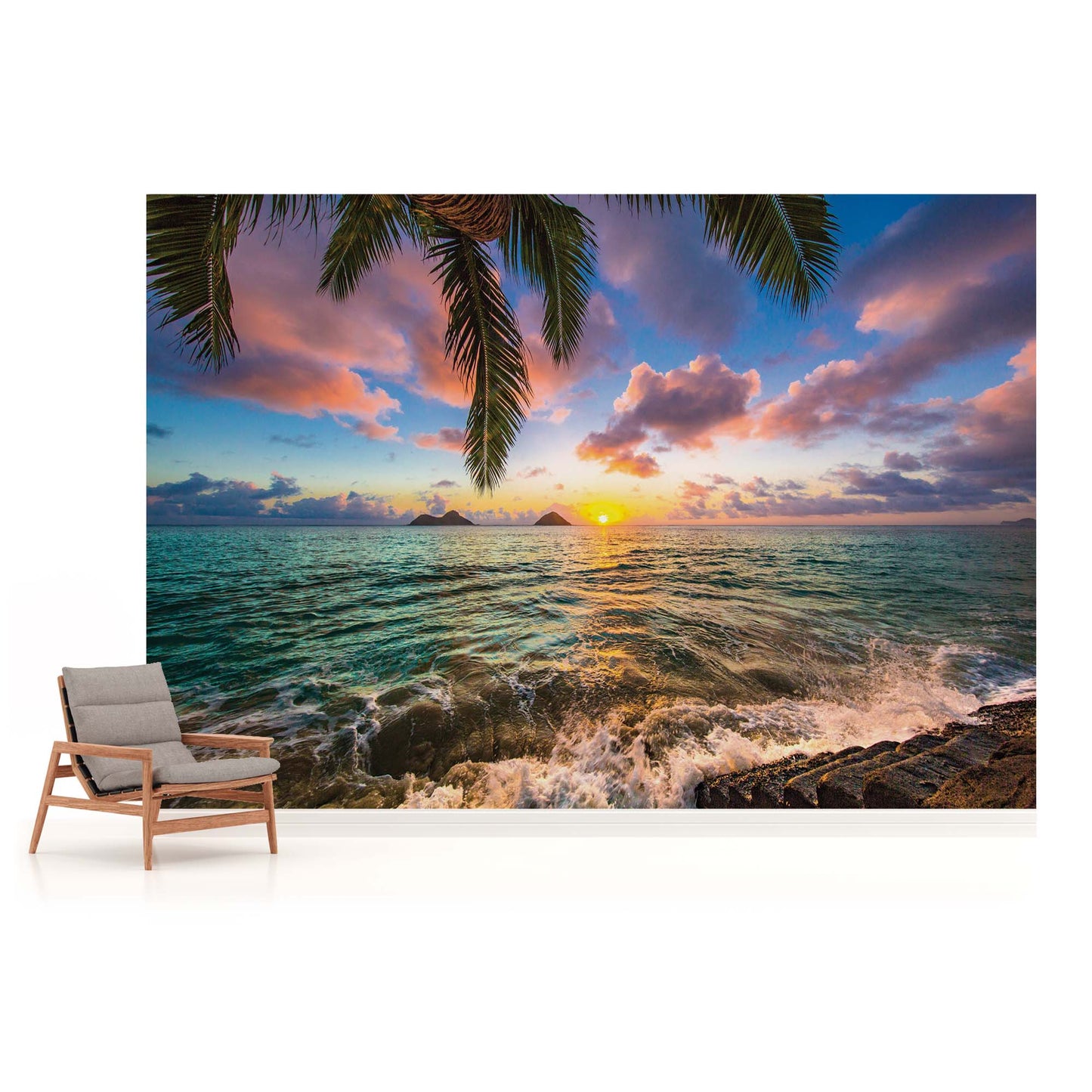 The Setting Sun Over the Ocean Tropical Scenery Non-woven Photo Wallpaper Size Selection